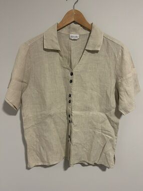 Habitat 100% Linen Button Front Blouse, Size S